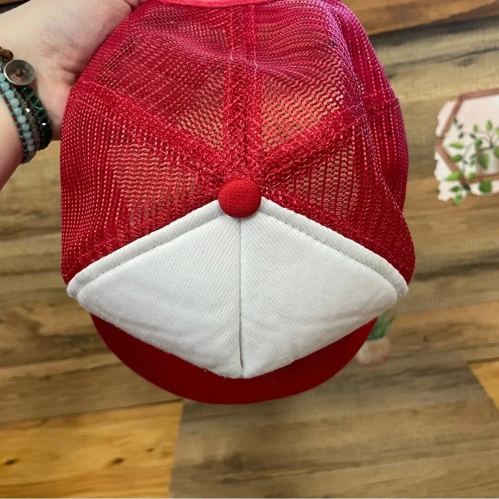 Vintage 1980s trucker hat hidden message red snapback